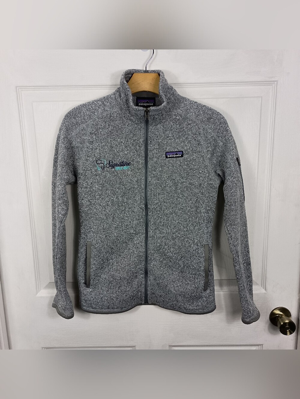 Patagonia Better Sweater Fleece Jacket Womens Small Gray Full Zip Custom Logo